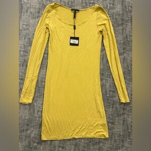 Sarah Pacini Vibrant Yellow Long Sleeve Dress